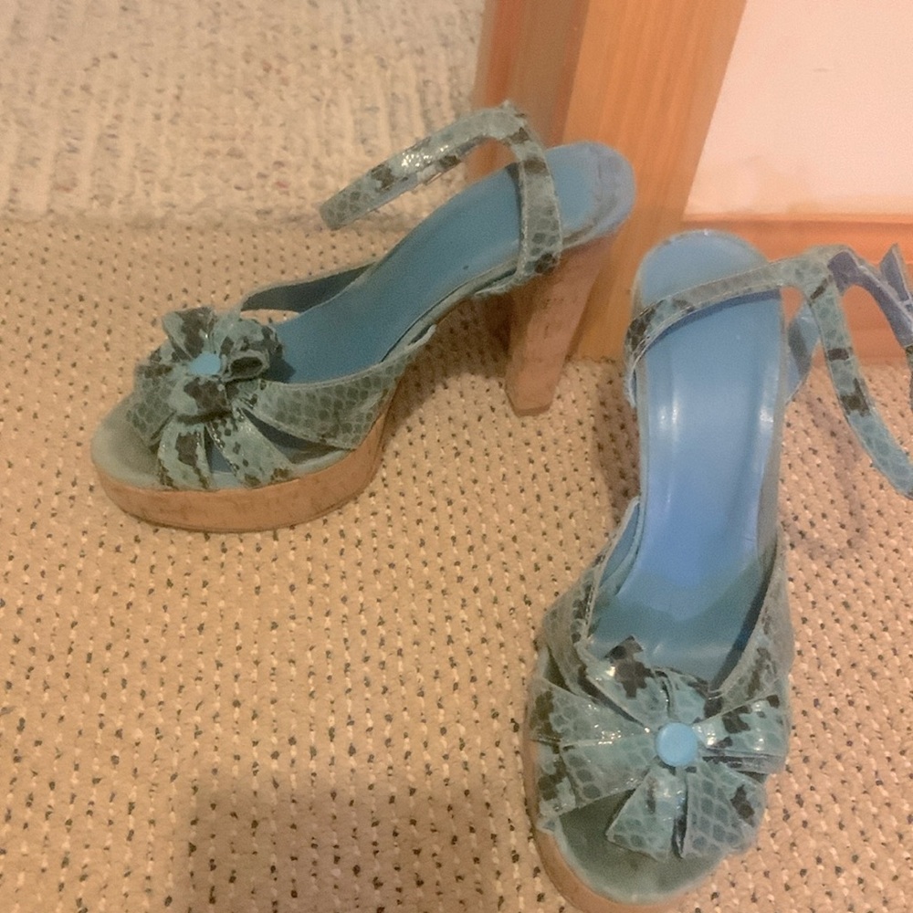 Italian snakeskin cork heels